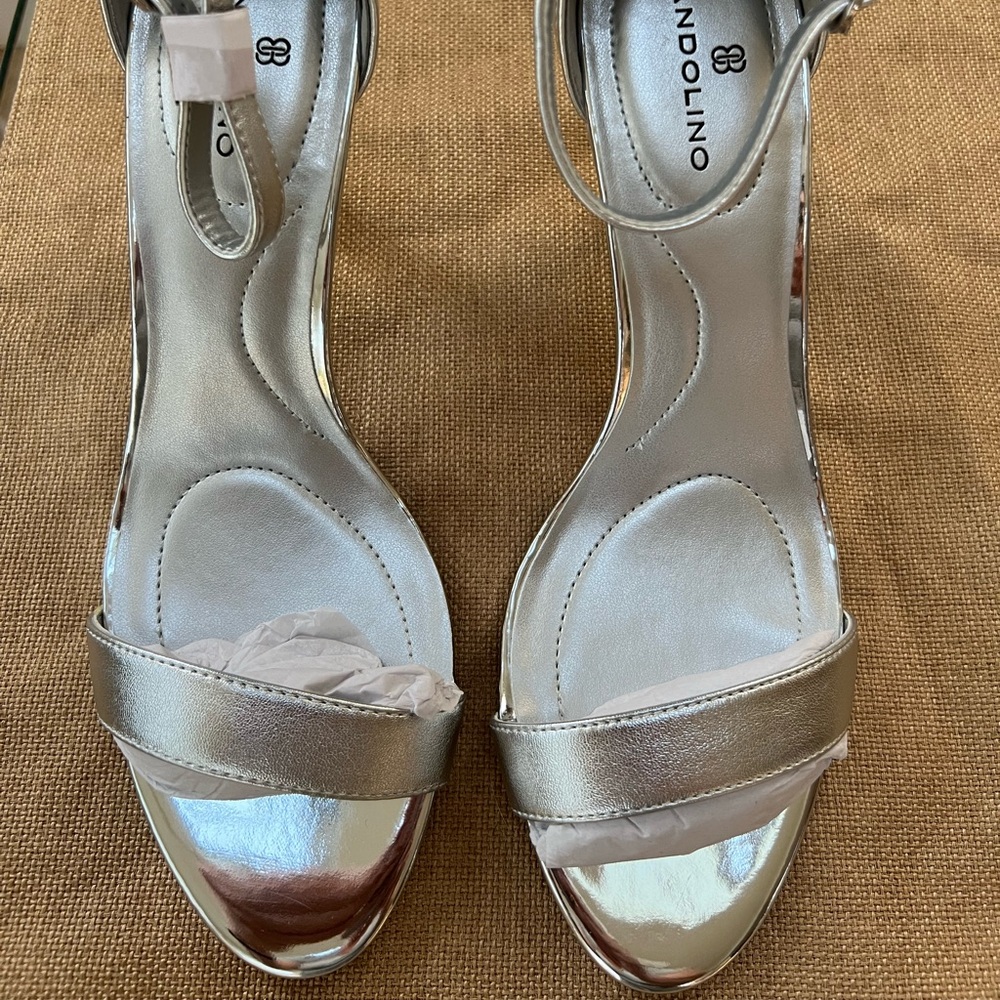 Bandolino Madia Silver Metallic Heels Sandal NEW